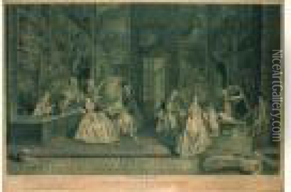 L'enseigne De Gersaint. Oil Painting - Watteau, Jean Antoine