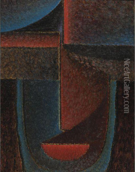 Abstrakter Kopf: Blau-rot Oil Painting - Alexei Jawlensky