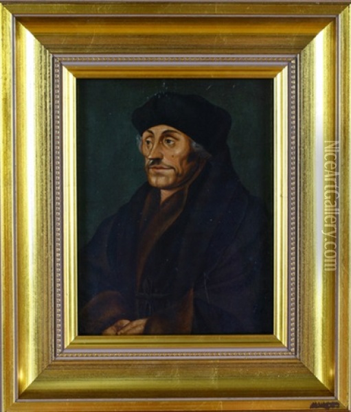 Bildnis Des Humanisten Erasmus Von Rotterdam (after Hans Holbien D.j.) Oil Painting - Lucas Cranach the Elder