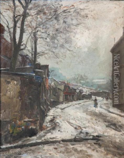 Rue Animee Sous La Neige Oil Painting - Pierre Jacques Pelletier