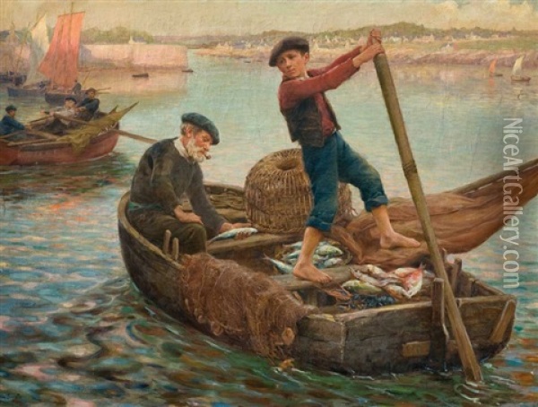 Regreso De La Pesca Oil Painting - Theophile-Louis Deyrolle