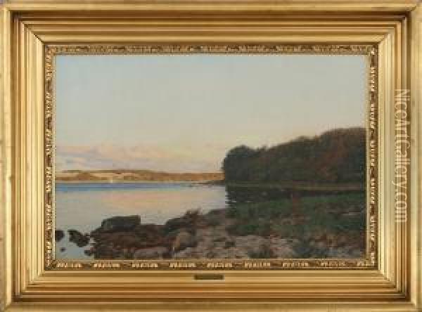 Rodenland At Vejle Inlet With Manorhouse Oil Painting - Godfred B.W. Christensen
