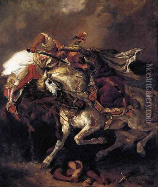 Combat of the Giaour and the Pasha Oil Painting - Eugene Delacroix