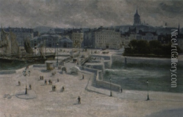 The Harbour, Boulogne Oil Painting - Johannes Martin Grimelund