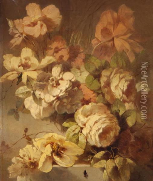 A Summer Still Life Of Flowers Oil Painting - Geraldine Jacoba Van De Sande Bakhuyzen