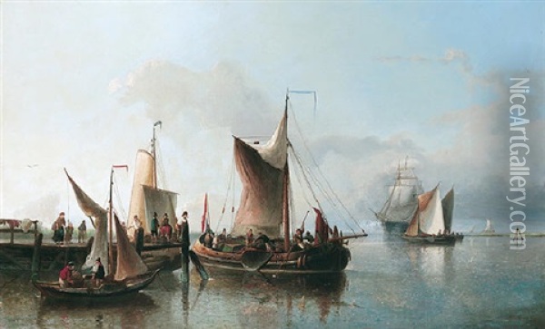 Uitladen Van De Vangst Oil Painting - Nicolaas Riegen