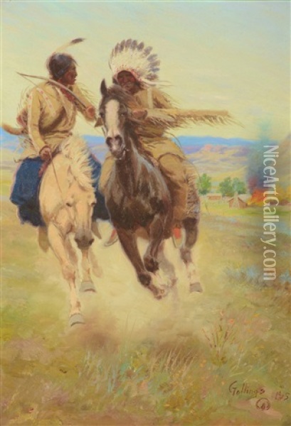 The Raiders Oil Painting - Elling William Gollings