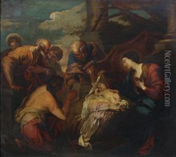 Adoration Of The Shepherds Oil Painting - Valerio Castello