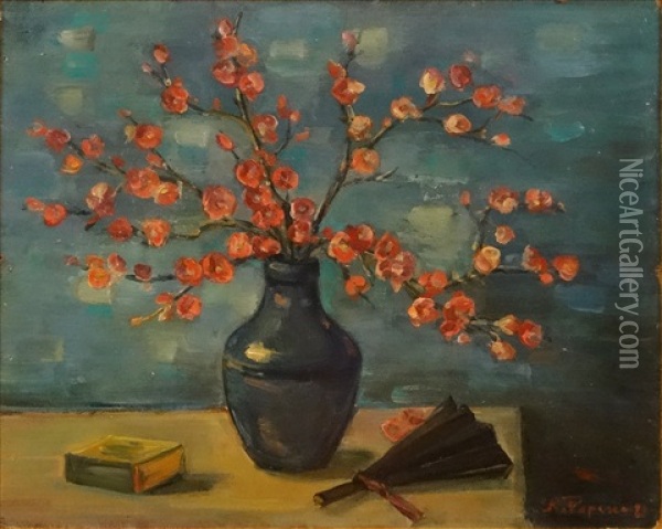 Japanese Quince Flowers Oil Painting - Stefan Popescu
