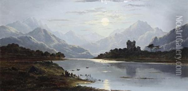 A Highland Loch Oil Painting - Charles Leslie