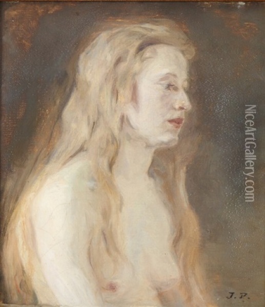 A Young Female Model Oil Painting - Julius Paulsen