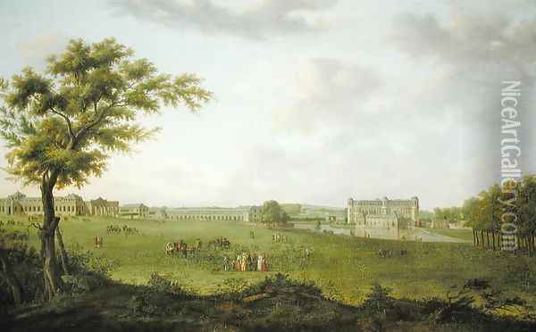 View of the Chateau de Chantilly from the Lawn, 1781 Oil Painting - Hendrik Frans de Cort