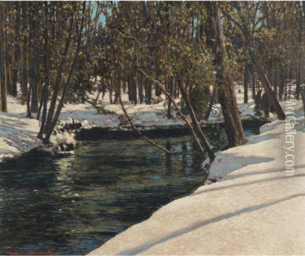 Winter Stream Oil Painting - Franz Hans Johnston