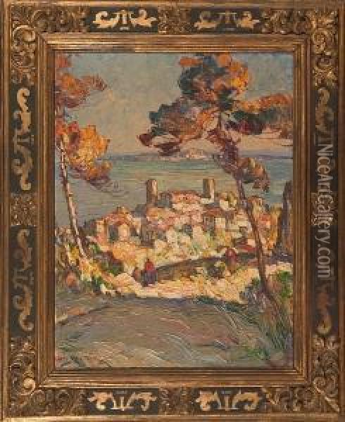 Mediterranean Coastal Town Oil Painting - Louis Pastour