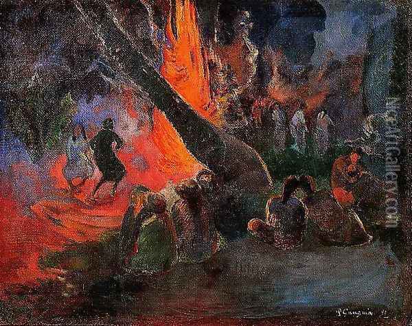Upaupa Aka Fire Dance Oil Painting - Paul Gauguin