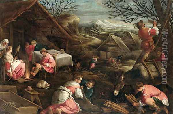 Winter Oil Painting - Jacopo Bassano (Jacopo da Ponte)