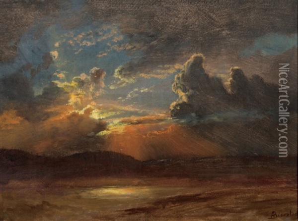 Sunlit Skies Oil Painting - Albert Bierstadt