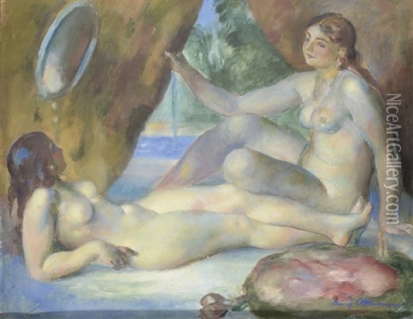 Les Deux Naiades Oil Painting - Henri Ottmann