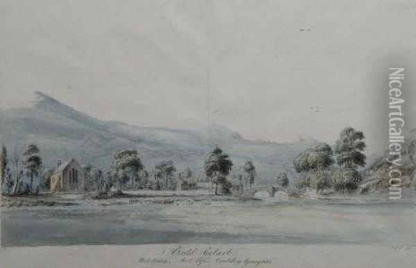 Beddgelart (caernarvonshire) With Moel Hedog, 
Moellefn, 
Castell Y Graigddu Oil Painting - Moses Griffiths