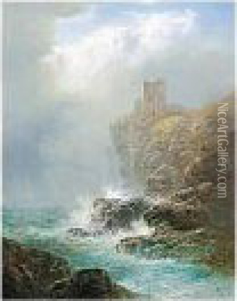 Stormy Coastline Oil Painting - George Blackie Sticks