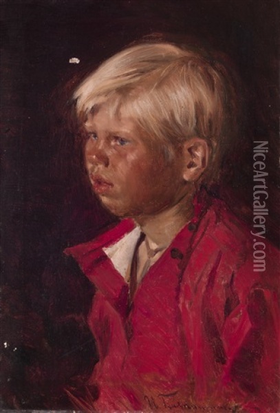 Portrait Of A Boy Oil Painting - Illarion Mikhailovch Pryanishnikov