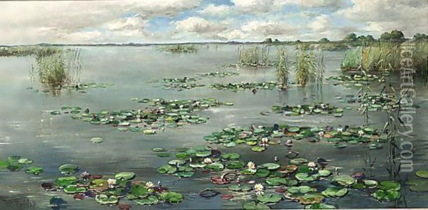 Plasgezicht Met Waterlelies Oil Painting - Willem Roelofs