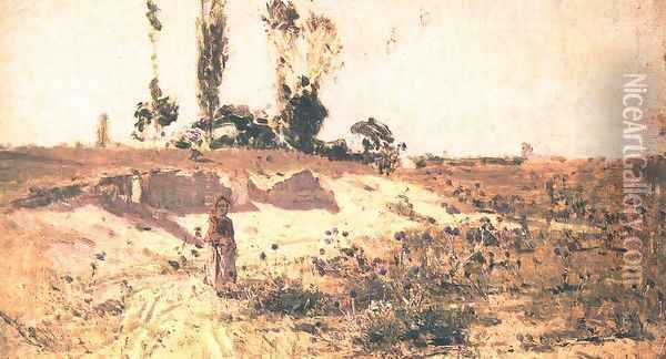 Sandmine On the Meadow 1872 Oil Painting - Geza Meszoly