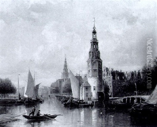 Alt Amsterdam-de Montelbaans Toren - Montelbaansturm Oil Painting - Pieter Cornelis Dommershuijzen