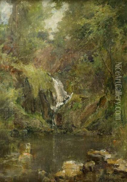 Waterfall Oil Painting - William Gibbs Mackenzie