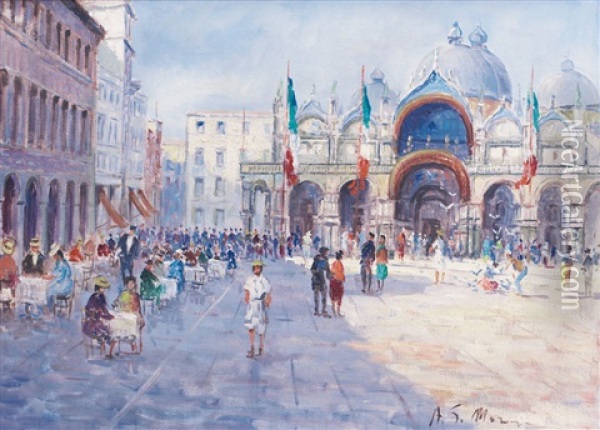 Venezia, Piazza San Marco Oil Painting - Alfred Marzin