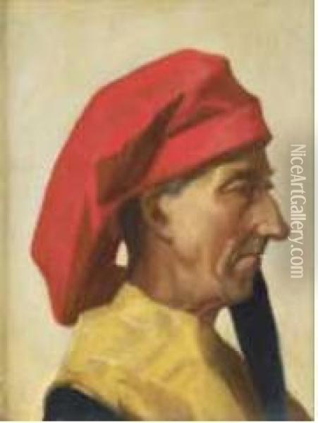 Ritratto D'uomo In Costume Del Quattrocento Oil Painting - D'Ancona Vito