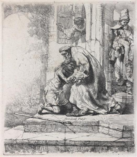 Le Retour Du Fils Prodigue Oil Painting - Rembrandt Van Rijn