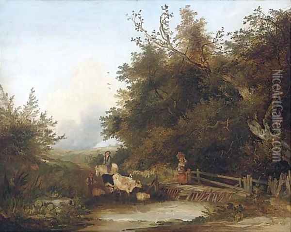 Going to market, view near West Broughton Oil Painting - Edward Charles Williams