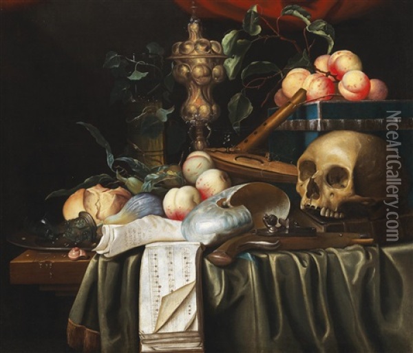 A Vanitas Still Life With Fruit Oil Painting - Joris Van Son