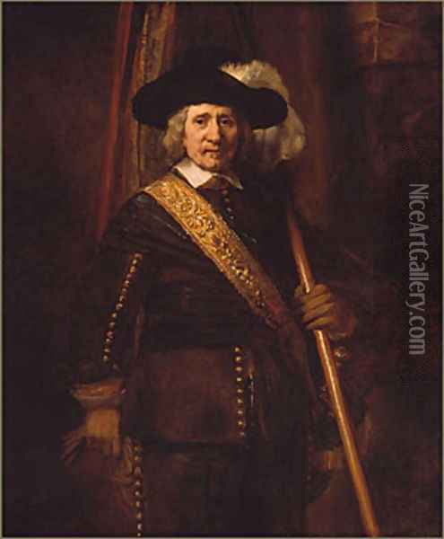 The Standard Bearer 1654 Oil Painting - Harmenszoon van Rijn Rembrandt