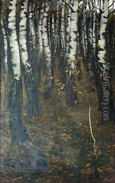 Las Brzozowy Oil Painting - Franciszek Lubienski