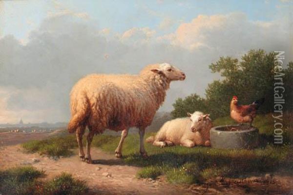 Sheep In A Meadow Oil Painting - Eugene Joseph Verboeckhoven