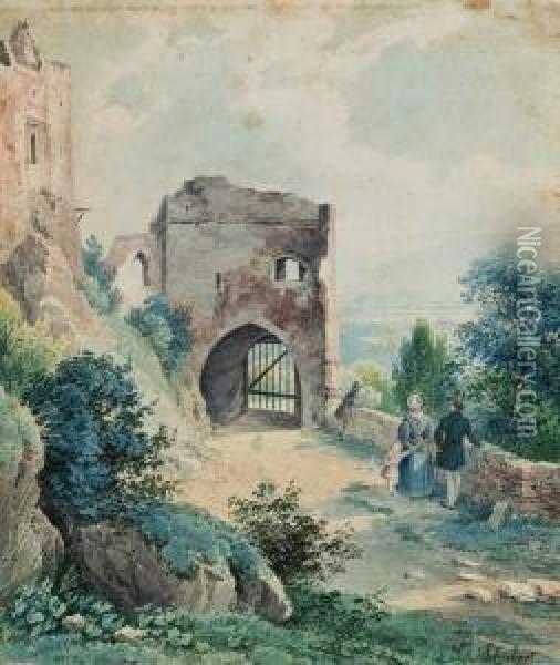 Ausblick Von Einer Ruine Oil Painting - Heinrich Carl Schubert