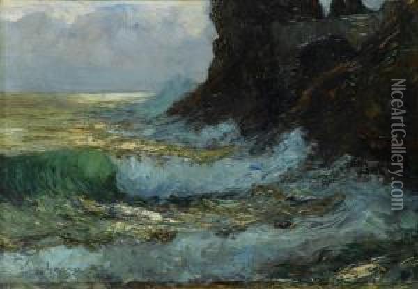 Scogliera Sul Mare Oil Painting - Giuseppe Sacheri