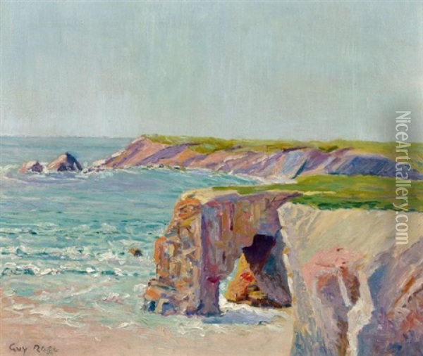Bords De Mer, Falaise Oil Painting - Guy Rose