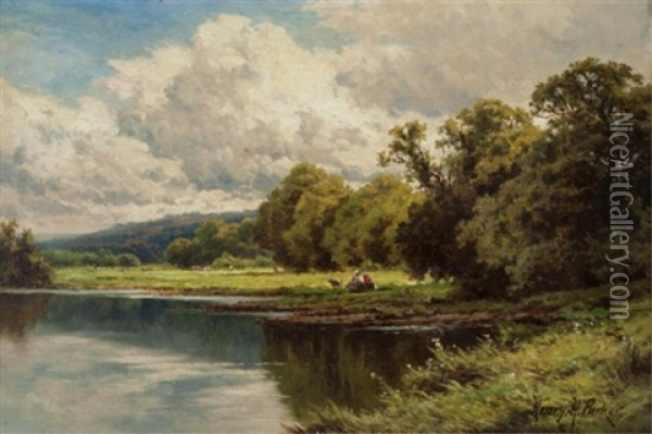 Sleeping Waters On The Thames Oil Painting - Henry H. Parker