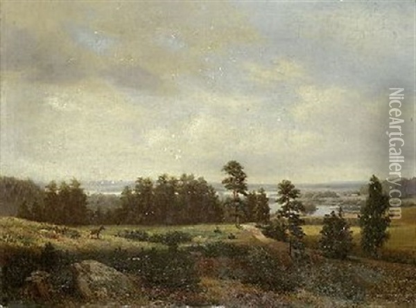 Landschaft Des Preusischen Gutes Ponarien Oil Painting - Julius Siemering