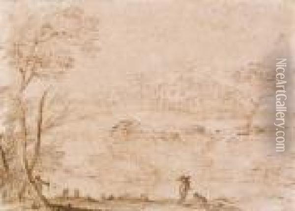Paesaggio Con Figure Ecasolare Oil Painting - Guercino