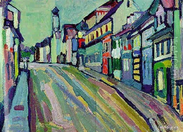 Murnau - Untermarkt Oil Painting - Wassily Kandinsky