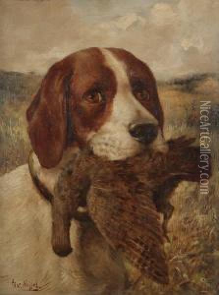 Jachthond Met Prooi Oil Painting - George van Nuffel