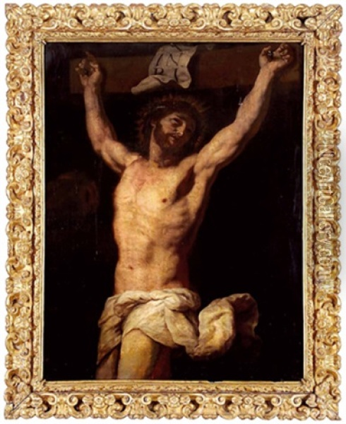 Christus Am Kreuz Zum Himmel Aufblickend Oil Painting - Giovanni Benedetto Castiglione
