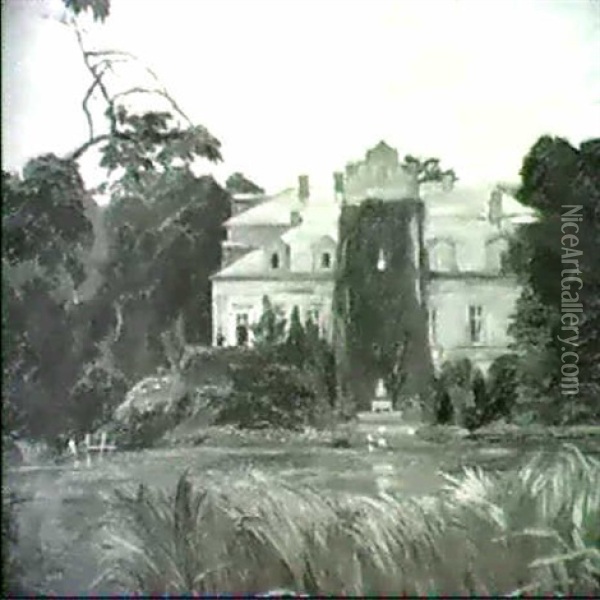 Villa In Einem Park Oil Painting - Hans Mueller-Dachau