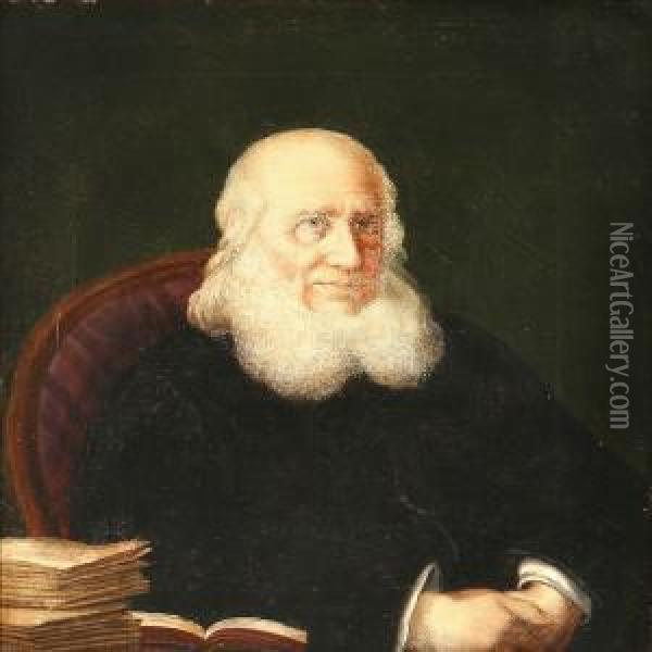 Portrait Of The Danish Hymn Writer N Oil Painting - Constantin Hansen