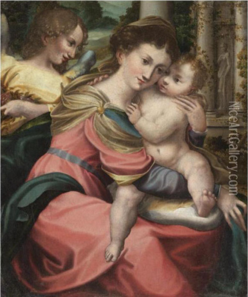 The Madonna And Child Oil Painting - Girolamo Mazzola Bedoli