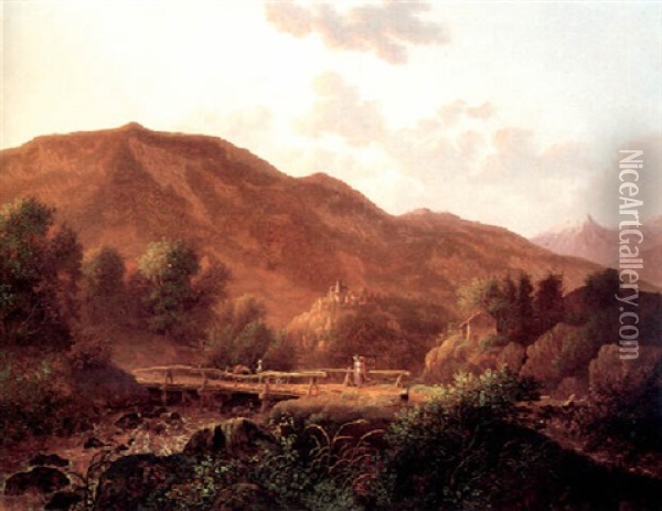 View Of Thun From Staden In Switzerland Oil Painting - Jens Peter (I.P.) Moeller